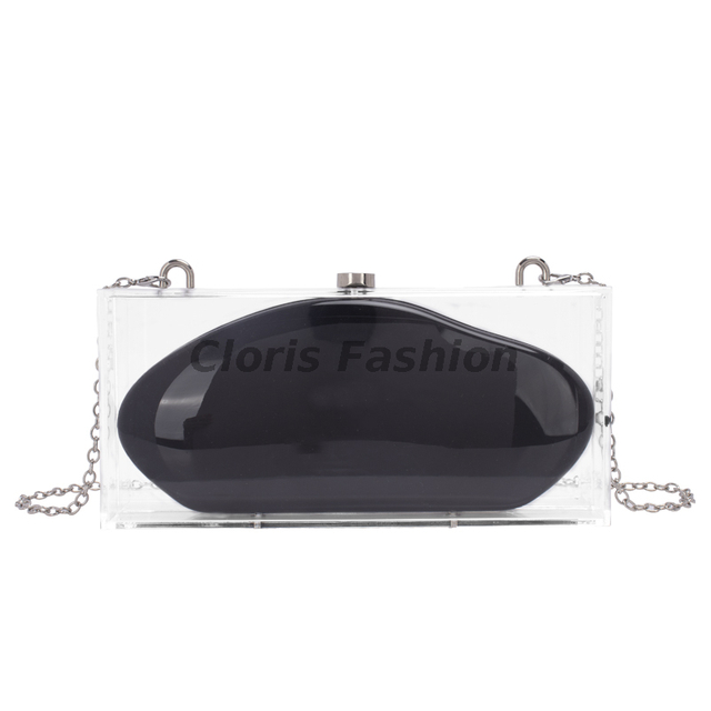 Graceful Black Acrylic Clutch Evening bag