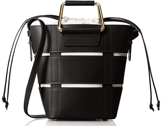 Fashion-forward Black Leather and Canvas Bag