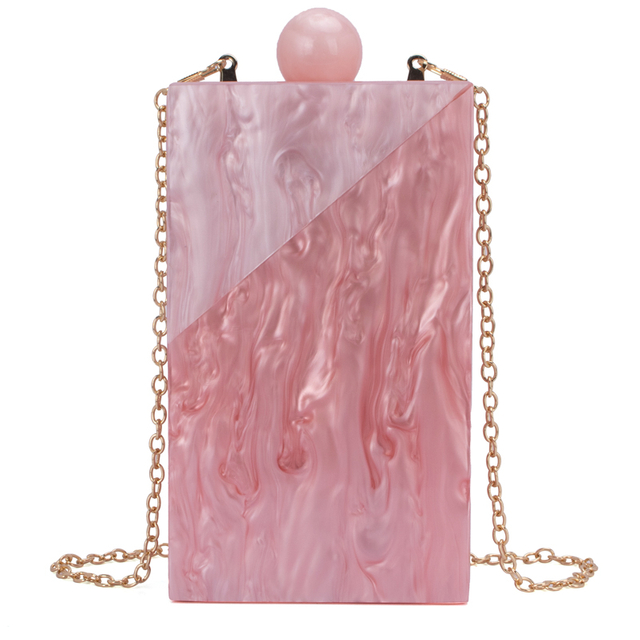 Chic Pink Patchwork Acrylic Evening Clutch