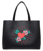 Chic Embroidery PU Leather Tote Shoulder Bag