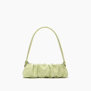 Chill Fresh Summer Green Wrinkle Leather Soft Handheld Handbag