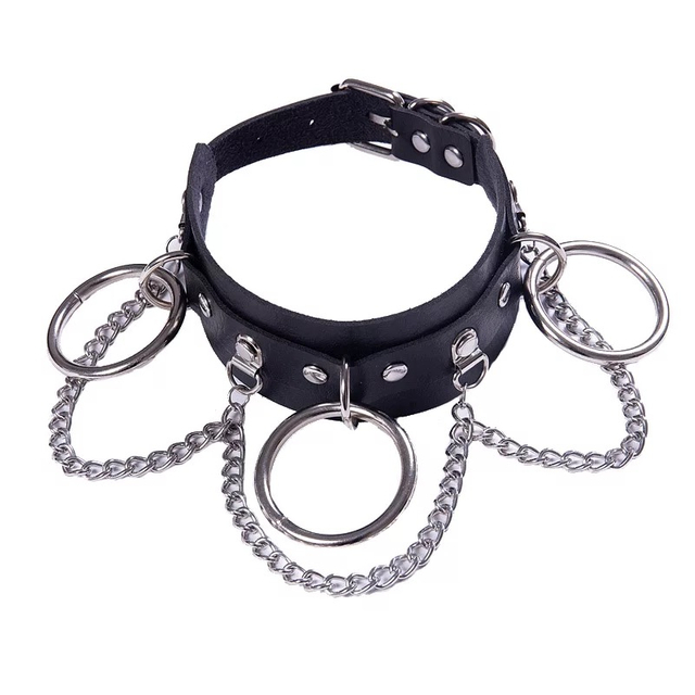 Distinguished Aesthetic Multiple Grommet Punk PU Leather Belt with Metal Chains