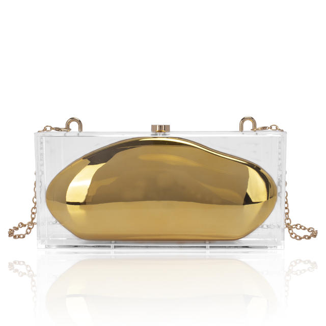 Chic Gold Acrylic Clutch Evening bag