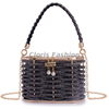 Black Rhinestone Woven Basket Bag