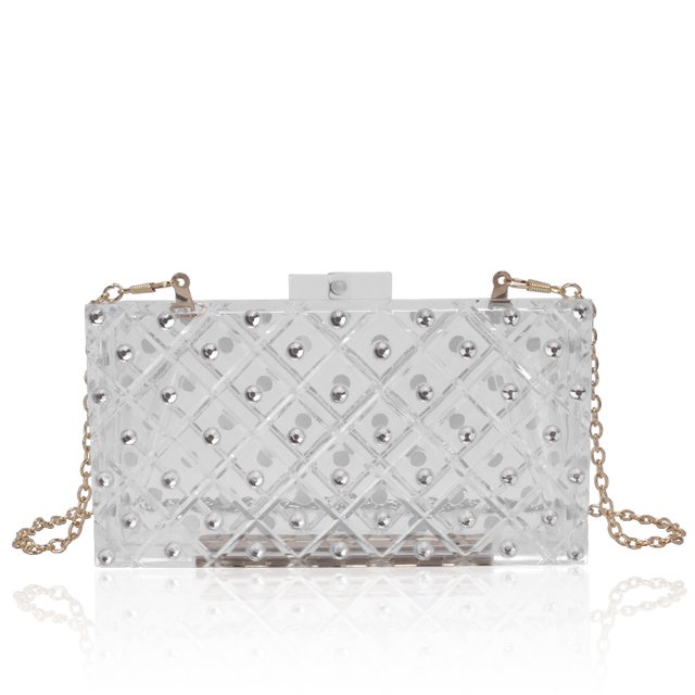 Transparent Clutch Adorned with Numerous Fake Diamond