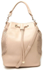 Plain Color Laser-cut-out Hollow PU Leather Crossbody Drawstring Bag