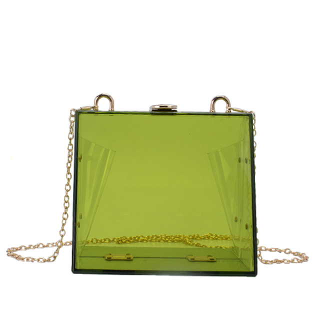 Green Trapezoid Transparent Acrylic Clutch Evening Bag