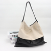 Black and White Large Capacity Fabric Canvas Leather Combining Tote Shoulder Handbag