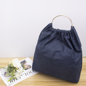 Denim Handbag with Light Gold Handle