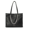 Black Leather Large Capacity Tote Shoulder Handbag