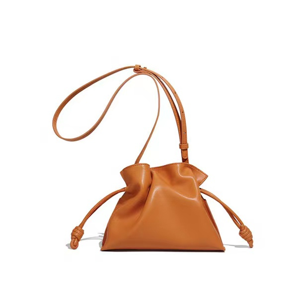 Chic Small Drawstring Leather Crossbody Handbag