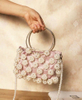 Graceful Pearl Beaded Handmade Handbag with Light Glod Hardware