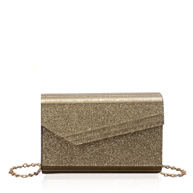 Champagne-gold Envelope Clutch with Irrangular Half-flap Front