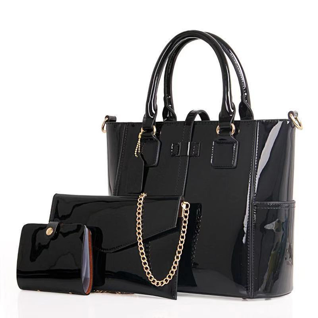 Black Patent Leather Crossbody Handheld Bag Series