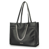 Black Leather Large Capacity Tote Shoulder Handbag