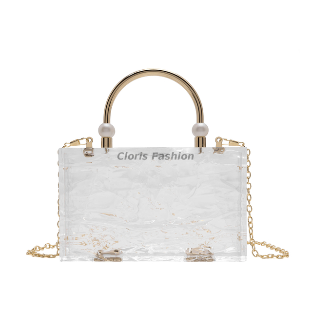 Transparent Wavy Acrylic Handbag with Double Metal Handles