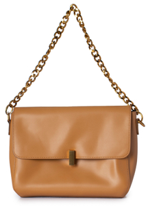 Soft Camel Leather Half-flap Crossbody Handbag