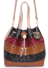 Dark Color Laser-cut-out Hollow PU Leather Crossbody Drawstring Bag