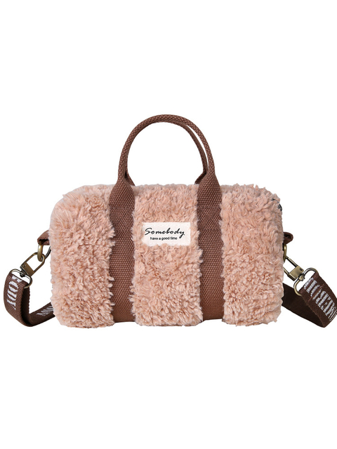 Lovely Soft Fake Fur Boston Crossbody Handbag