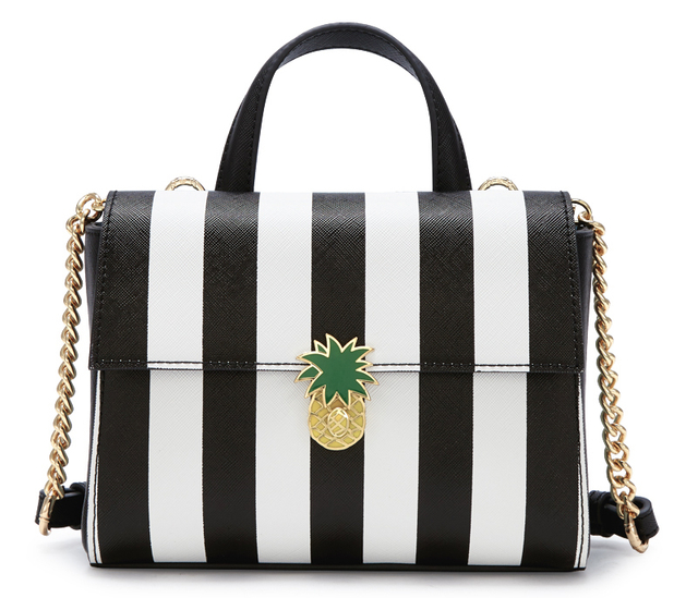 Black and White Strip Rectangular Box Crossbody Handheld Handbag
