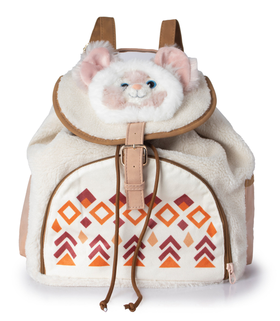 White Fake Fur Drawstring Backpack