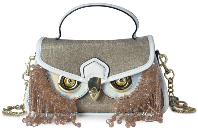 Owl Eyes Rhinestone Tassels PU Leather Handheld Crossbody Handbag