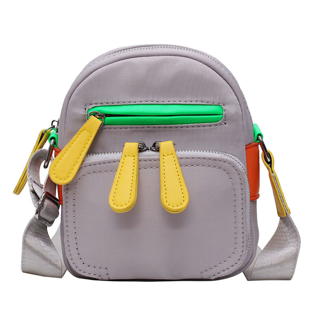 Vibrant Contrasting-colored Multiple Zipper Pockets Crossbody Bag