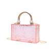 Pink Transparent Wavy Acrylic Handbag with Double Metal Handles