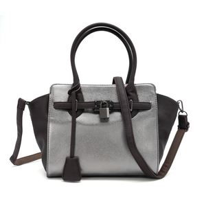 Elegant Silver PU Leather Handbag with Refined Details