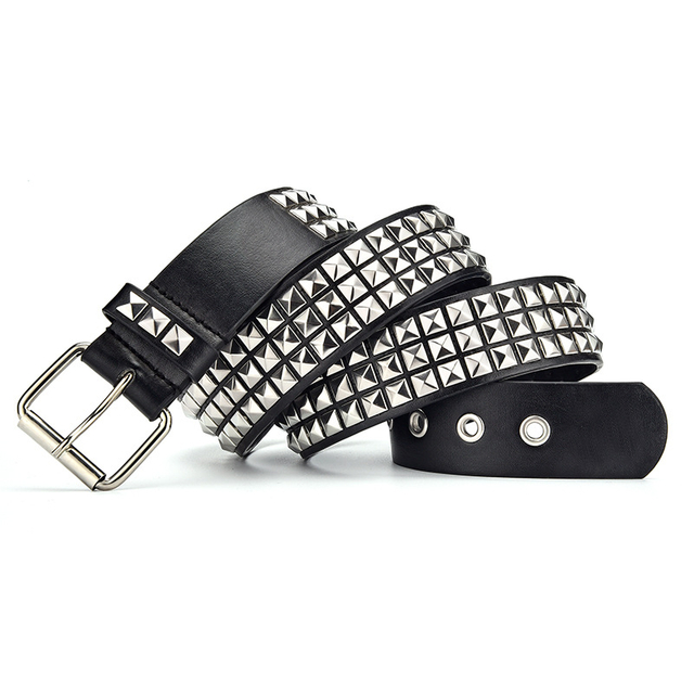 Sturdy, Fashionable Punk Style Leather Belt with Rivets