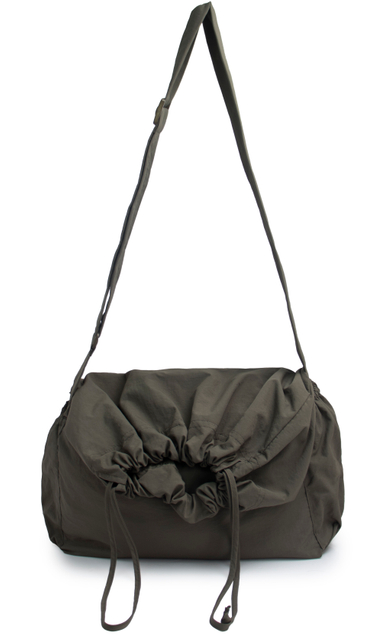 Olive Green Durable Practical Nylon Polyester Drawstring Carry-all Crossbody Shoulder Bag