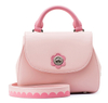 Adorable Pink Floral Crossbody Handbag with Half-flap Front