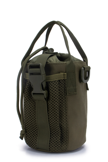 Olive Green Durable Practical Nylon Polyester Drawstring Carry-all Crossbody Shoulder Basket Bag