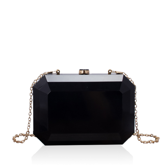 Elegant Delicate Classic Black Acrylic Octagonal Clutch