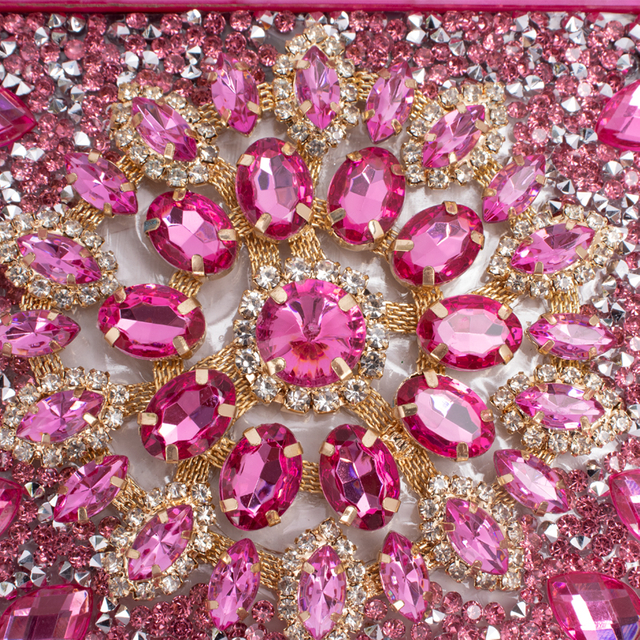Chic Pink Acrylic Rhinestones Clutch Evening Bag