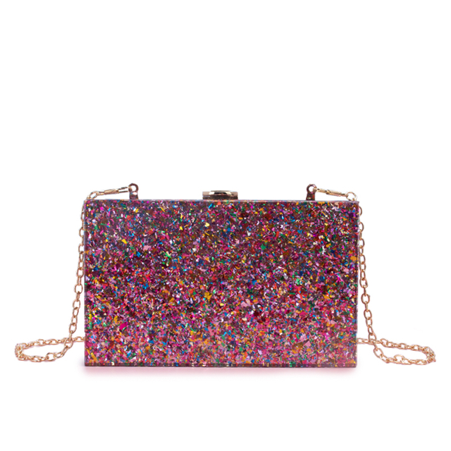 Colorful Glittering Acrylic Clutch EveningBag with Numerous Sequins