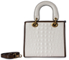 Elegant White and Brown Embossing Crossbody Handheld Handbag