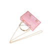 Pink Transparent Wavy Acrylic Handbag with Double Metal Handles