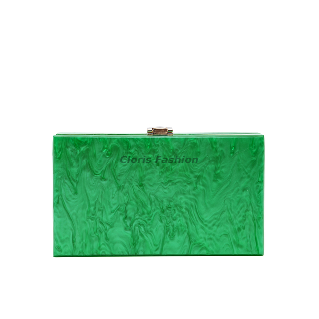 Sophisticated Green Wavy Patchwork Acrylic Evening Clutch