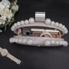 Elegant White Acrylic Handbag Surrounded by Beads