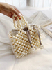 Graceful Pearl Beaded Handmade Handbag with Light Glod Hardware