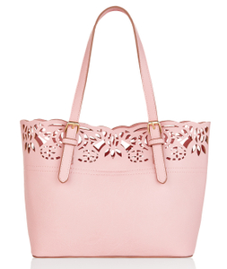 Laser-cut-out Hollow PU Leather Tote Shoulder Bag