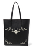 Chic Embroidery PU Leather Tote Shoulder Bag