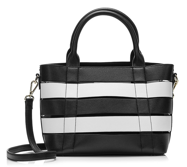 Black and White Stripe Crossbody Handbag