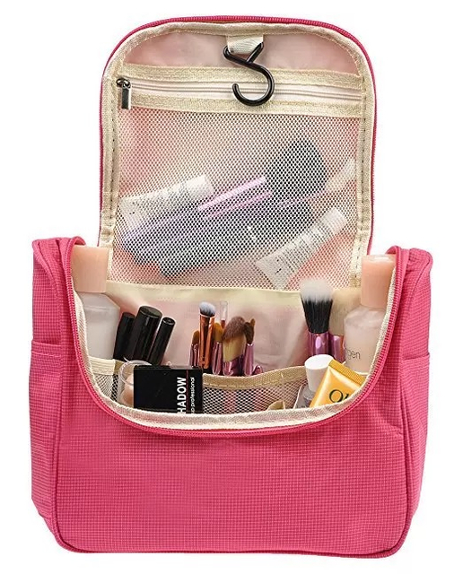 Pink Multiple pockets Large Capacity Cosmetic Bag