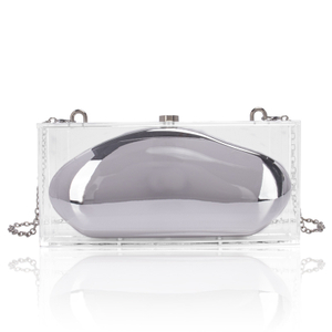 Elegant Silver Acrylic Clutch Evening bag