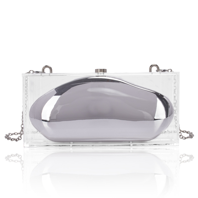 Elegant Silver Acrylic Clutch Evening bag
