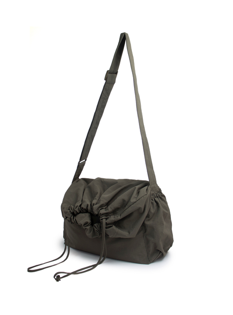 Olive Green Durable Practical Nylon Polyester Drawstring Carry-all Crossbody Shoulder Bag