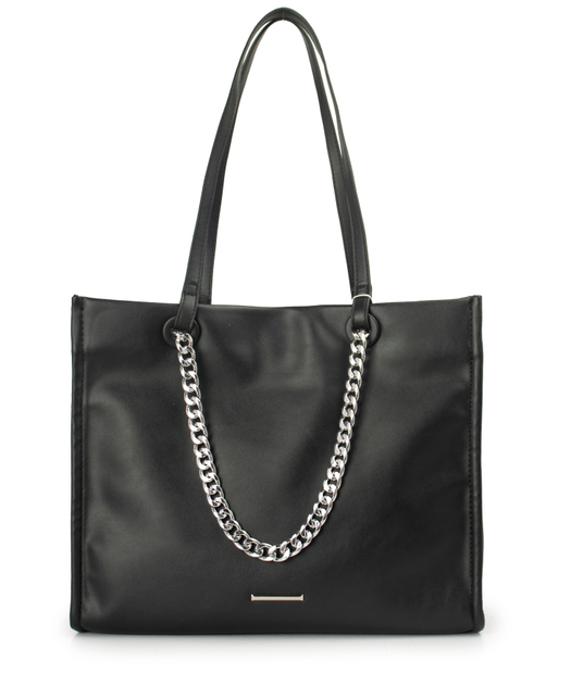 Black Leather Large Capacity Tote Shoulder Handbag