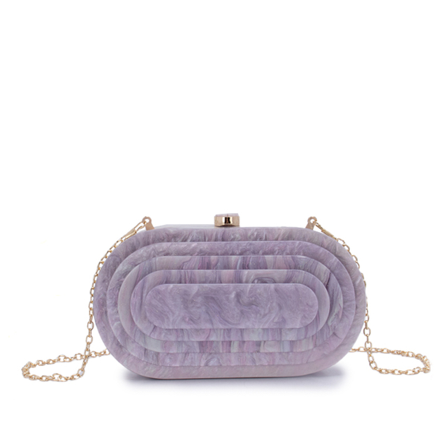 Shiny Light Purple Oval Acrylic Marble Clutch